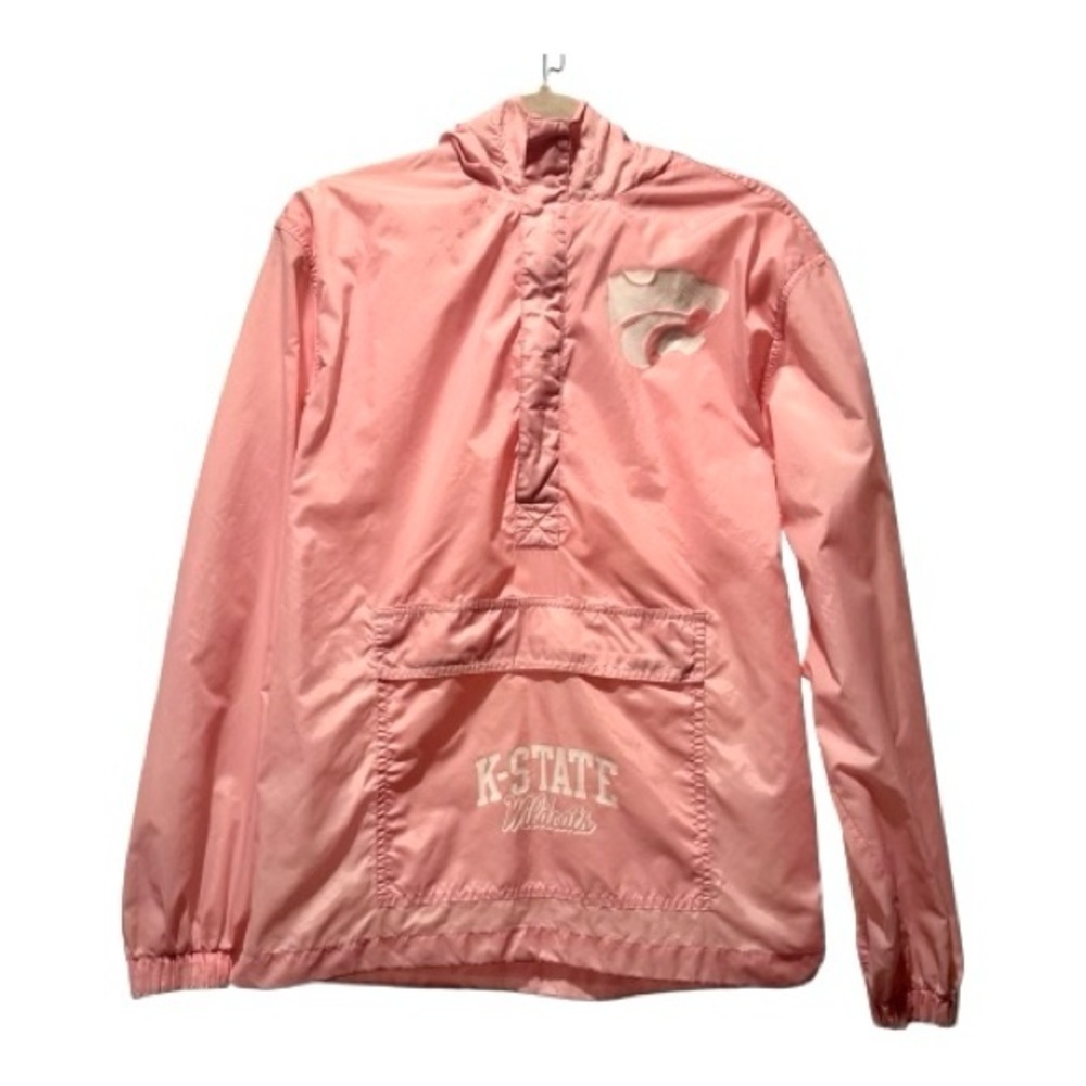 K-State Wildcats Pink Windbreaker Women’s S Gear for Sports Hooded Jacket
